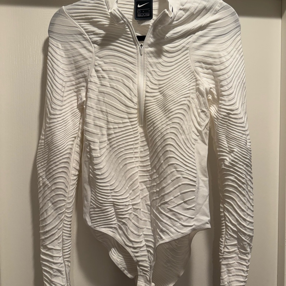 Nike Women's White Textured Bodysuit